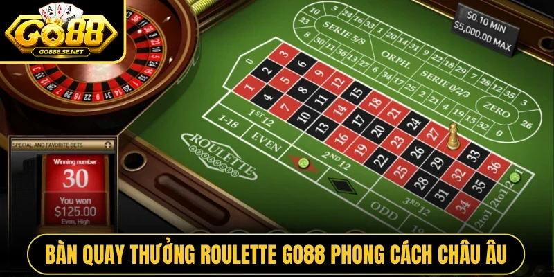 Bàn quay thưởng Roulette GO88 phong cách châu Âu