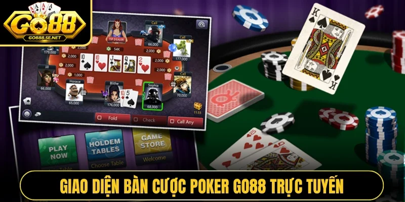 Giao diện bàn cược poker GO88 trực tuyến