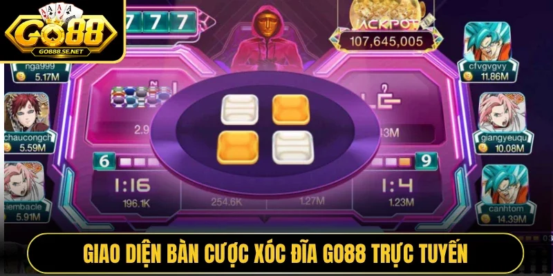 Giao diện bàn cược Xóc đĩa GO88 trực tuyến